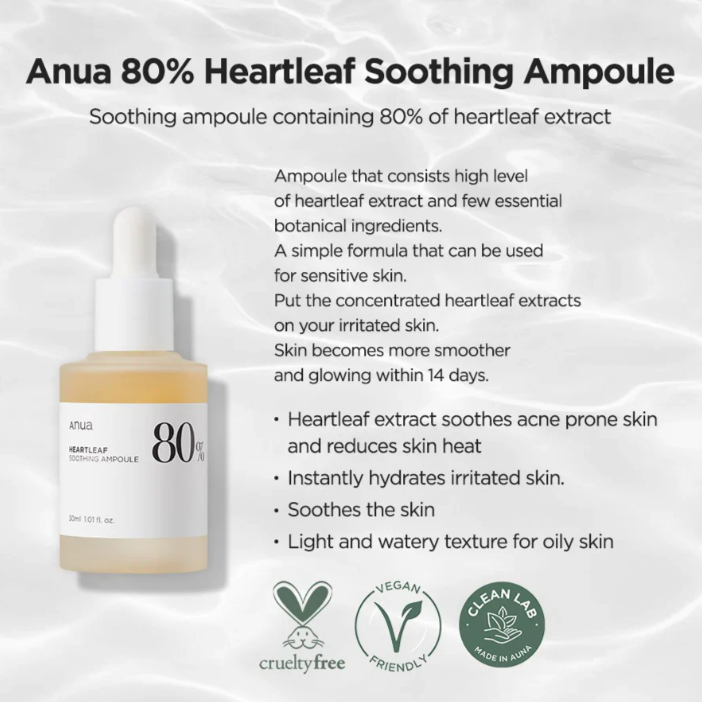 Anua Houttuynia Cordata 80% Moisture Soothing Ampoule