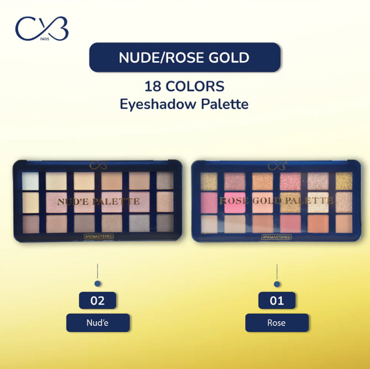 CVB Paris Nude/Rose Gold 18 Colors Eyeshadow Palette