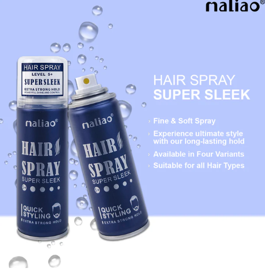 Maliao Hairspray Level 5+ – Super Sleek Extra Strong Hold with Powerful Shine and Control