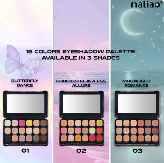 Maliao 18-Color Eyeshadow Palette – Blendable Matte & Shimmer Shades for Stunning Eye Makeup Looks – Highly Pigmented, Long-Lasting Eye Shadow Palette for All Skin Tones