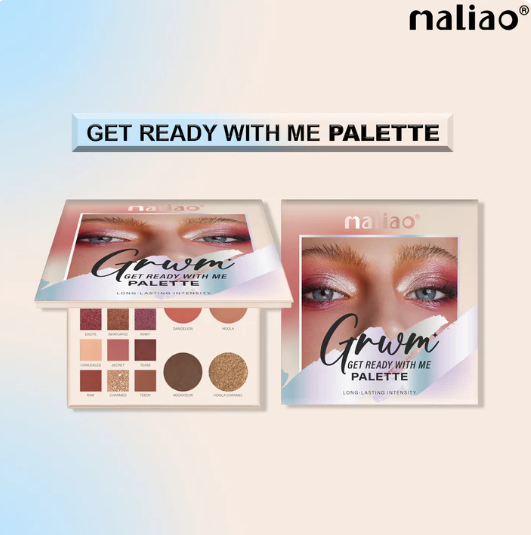 Maliao Get Ready With Me (GRWM) Palette - Long-Lasting Highlighter, Blusher, Contour & Eyeshadow